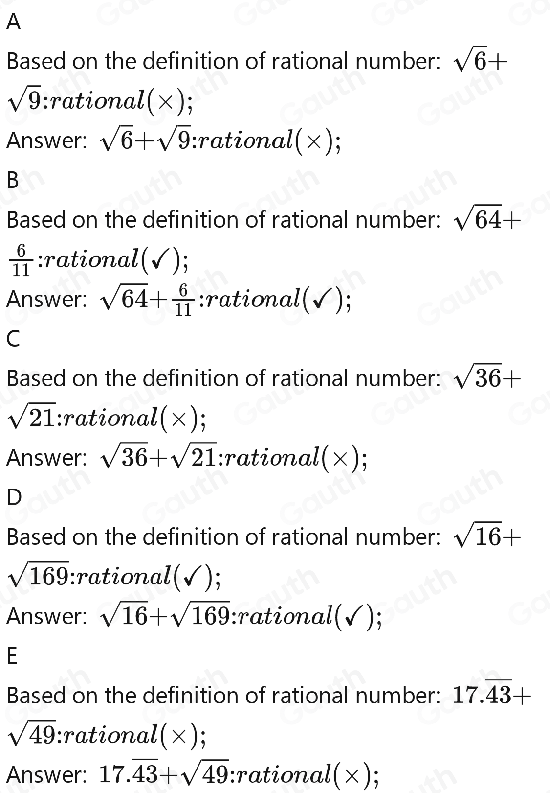 Solved: Which expressions represent rational numbers? Check all that ...