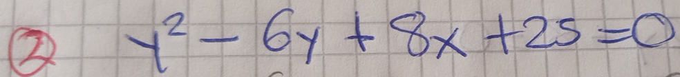 ② y^2-6y+8x+25=0