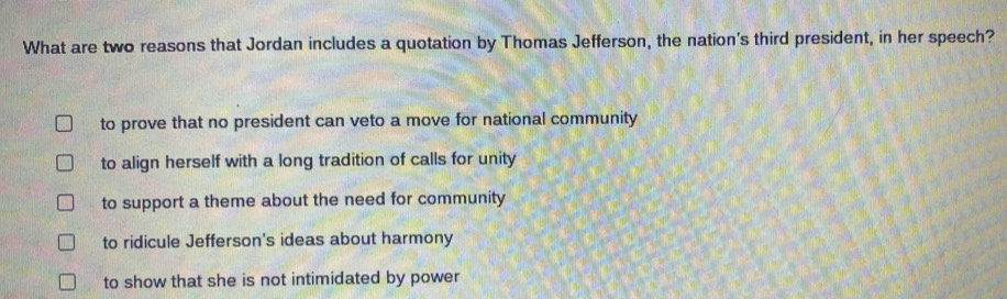 Solved: What are two reasons that Jordan includes a quotation by Thomas ...