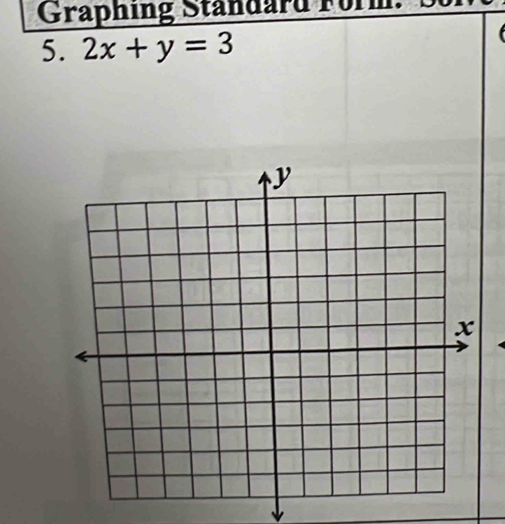 Graphing Standard Form. 
5. 2x+y=3