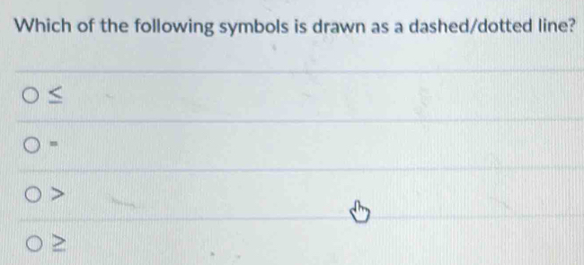 Which of the following symbols is drawn as a dashed/dotted line?

-