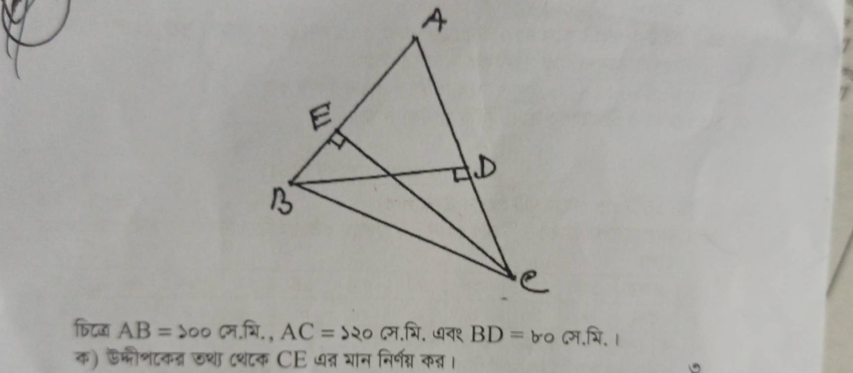 फिटउ AB=100 (3y 125°
क) ऊमौशटकन्न ऊथ (श८क CE ७त् यान निर्गग्न कत्त ।