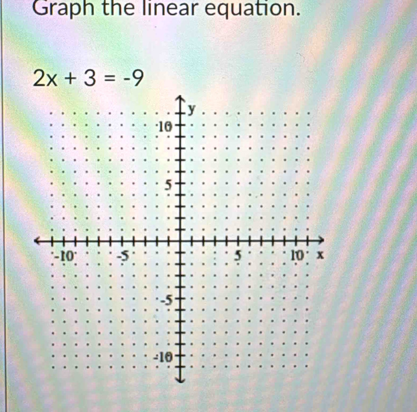 Graph the linear equation.
2x+3=-9