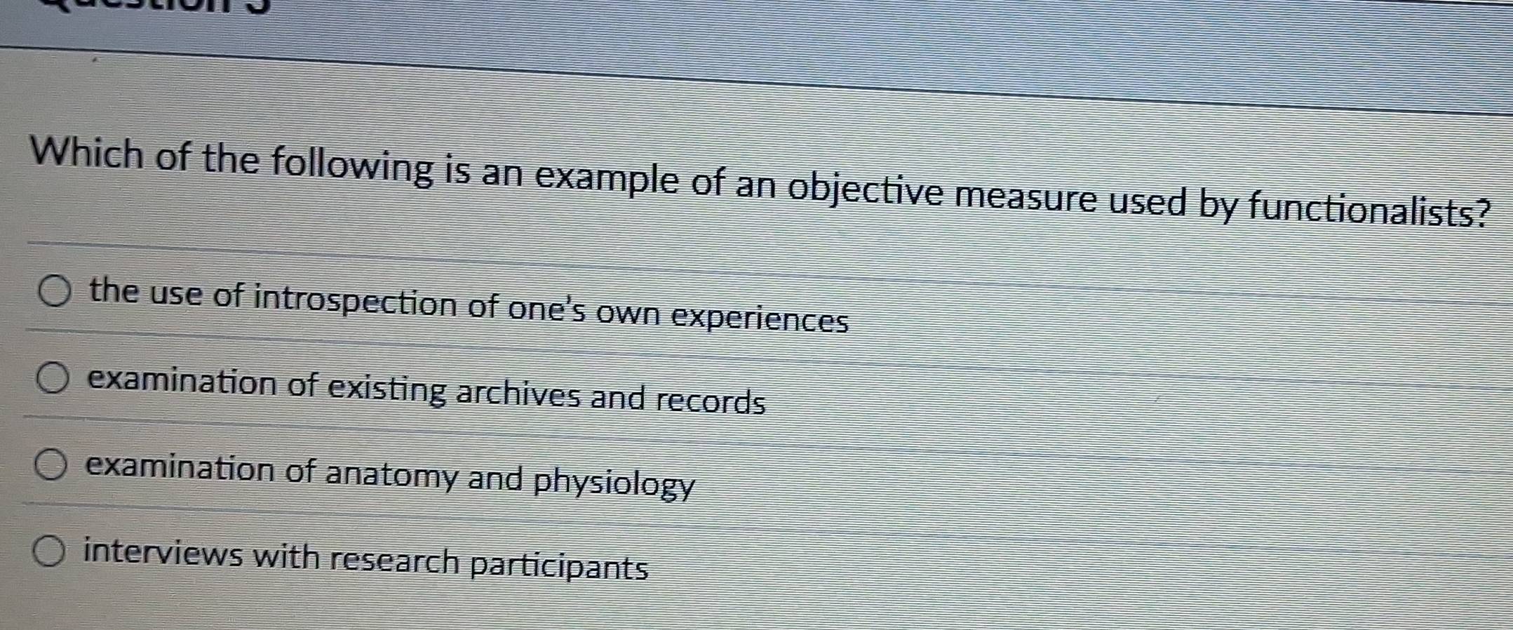 Solved: Which of the following is an example of an objective measure ...