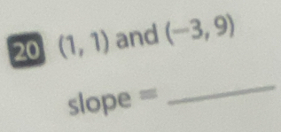 20 (1,1) and (-3,9)
slope = 
_