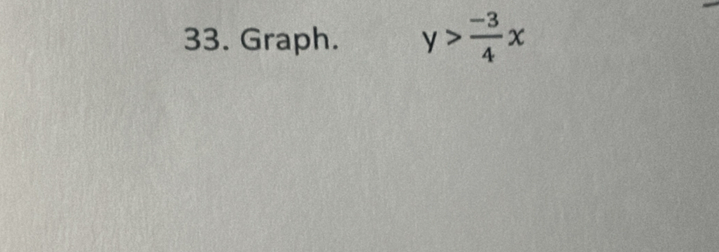 Graph.
y> (-3)/4 x