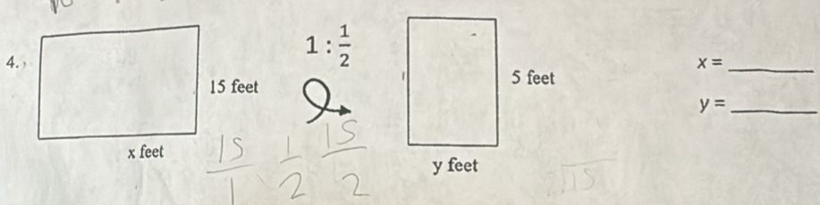 1: 1/2 
x= _
y= _