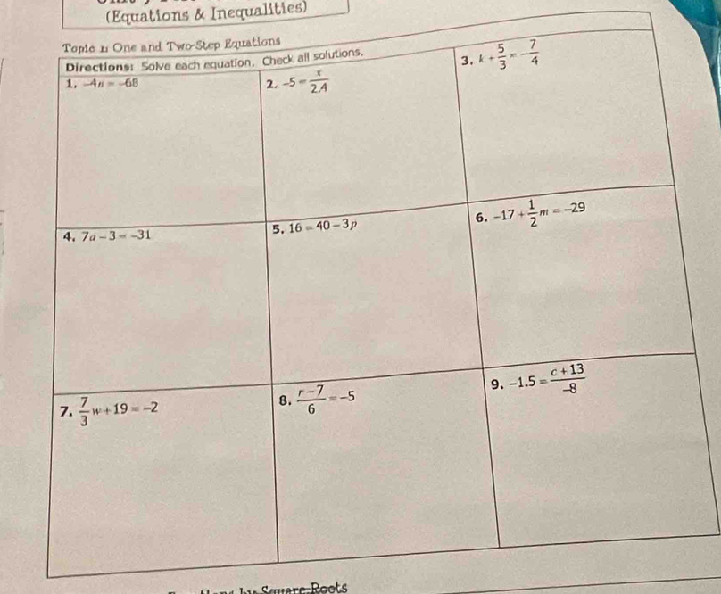 (Equations & Inequalities)