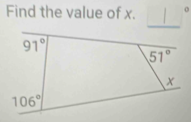 Find the value of x.
o