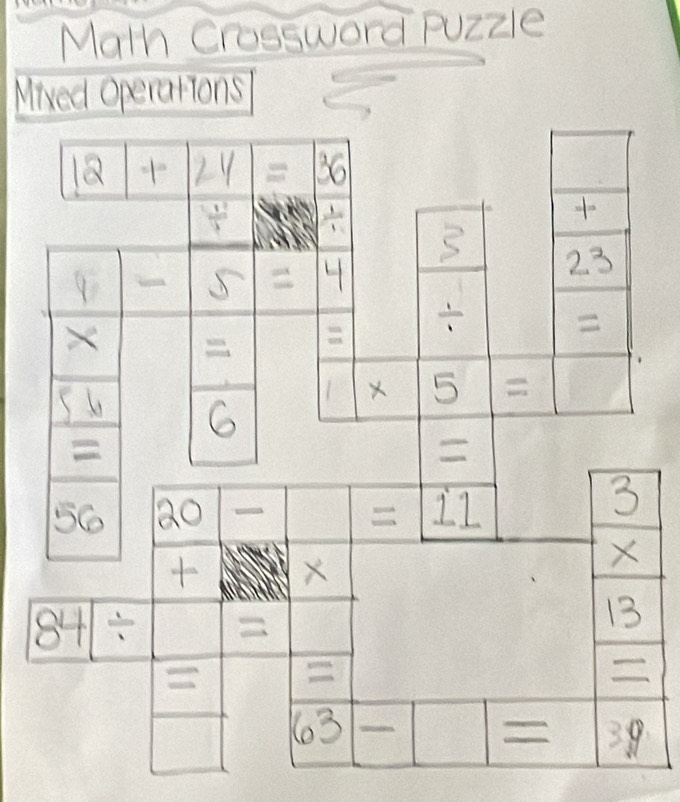 Math Crossward Puzzle 
Mied Operations