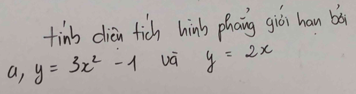 tinb dien fich hib phang giri han by
a, y=3x^2-1 vā y=2x