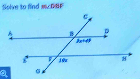 Solve to find m∠ DBF