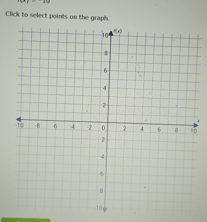 ^1(x)=10
Click to select points on the graph.
x