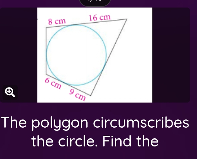 The polygon circumscribes 
the circle. Find the