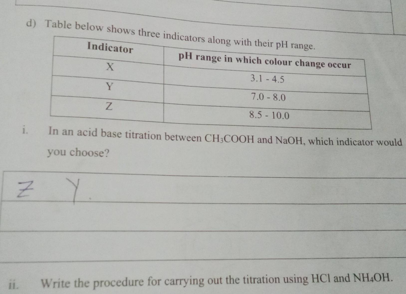 Solved: Table below show iration between CH₃COOH and NaOH, whi…