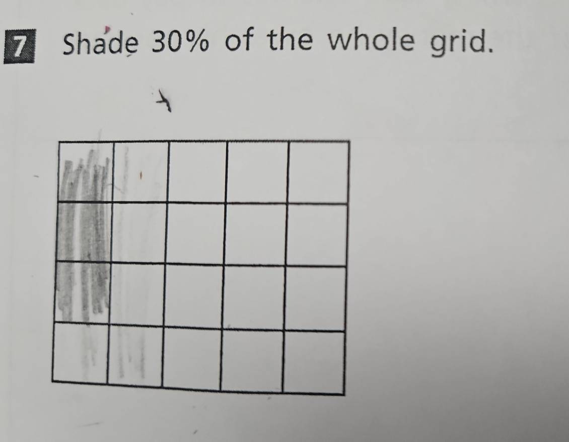 Shade 30% of the whole grid.