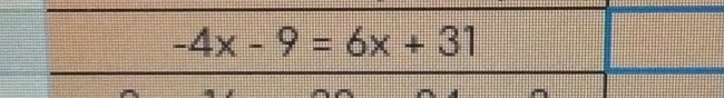 -4x-9=6x+31