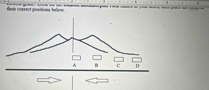 4 5 
their correct positions below.