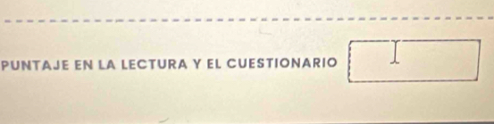 PUNTAJE EN LA LECTURA Y EL CUESTIONARIO