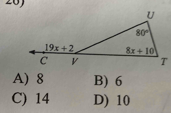 A) 8 B) 6
C) 14 D) 10