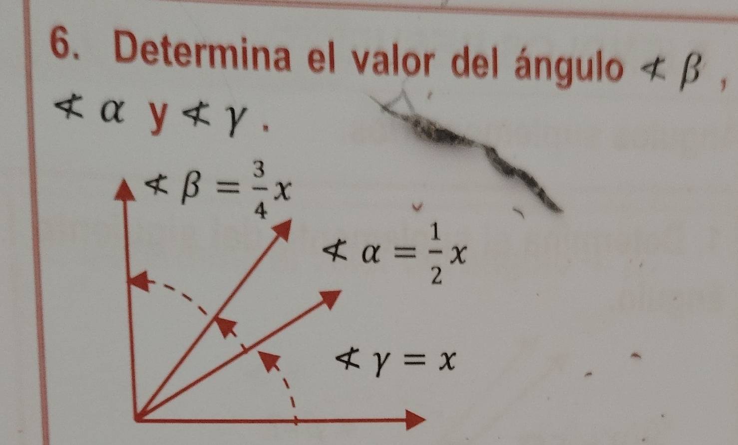 Determina el valor del ángulo ∠ beta ,
alpha ynot ⊂ gamma .