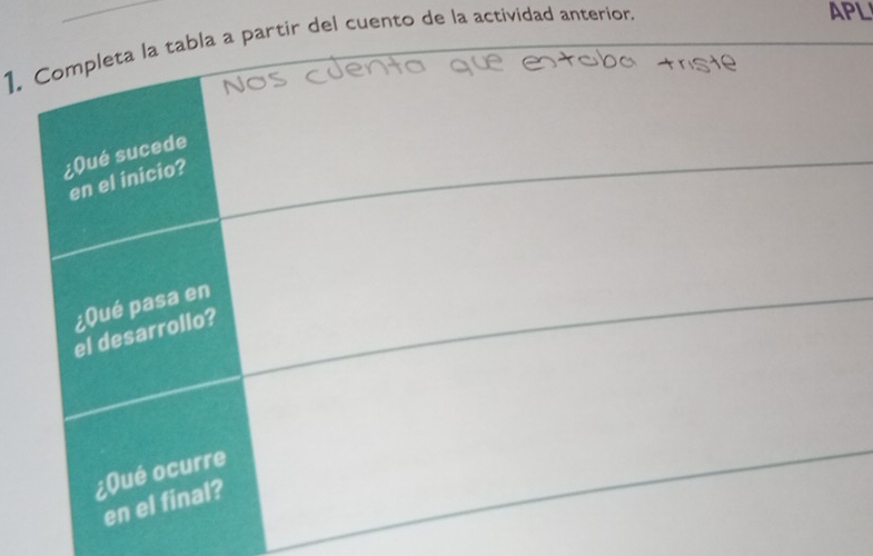 del cuento de la actividad anterior. 
APL