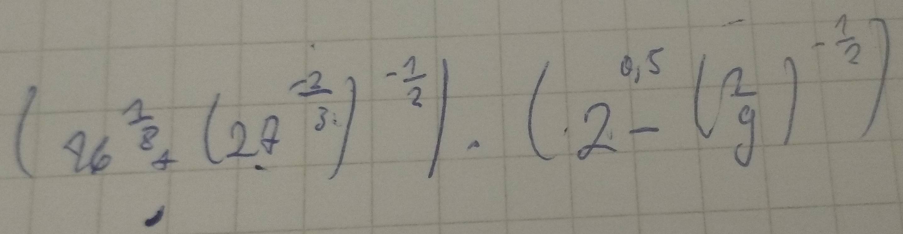 (46^(frac 1)8+(27^(frac 2)3)^- 1/2 )· (2^(0.5)-(2^(-frac 1)2)^- 1/2 )