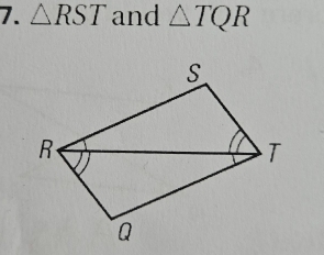 △ RST and △ TQR