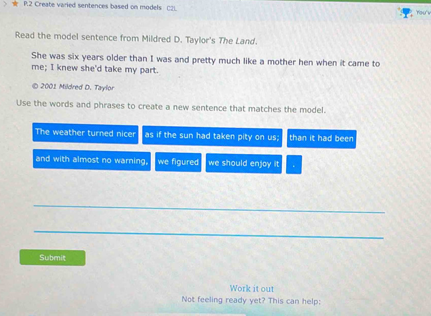 Solved: Create varied sentences based on models C2L You'v Read the ...