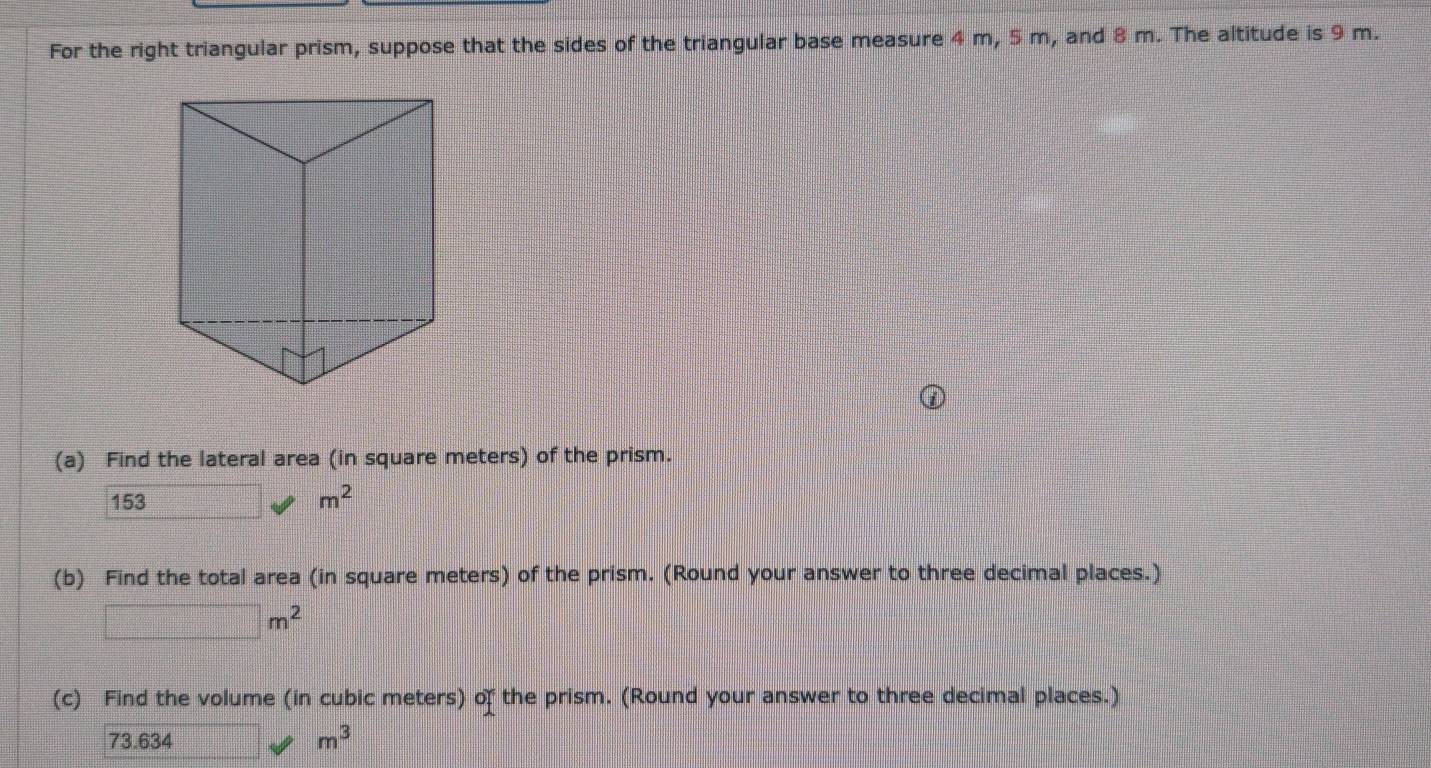 Solved: For the right triangular prism, suppose that the sides of the ...