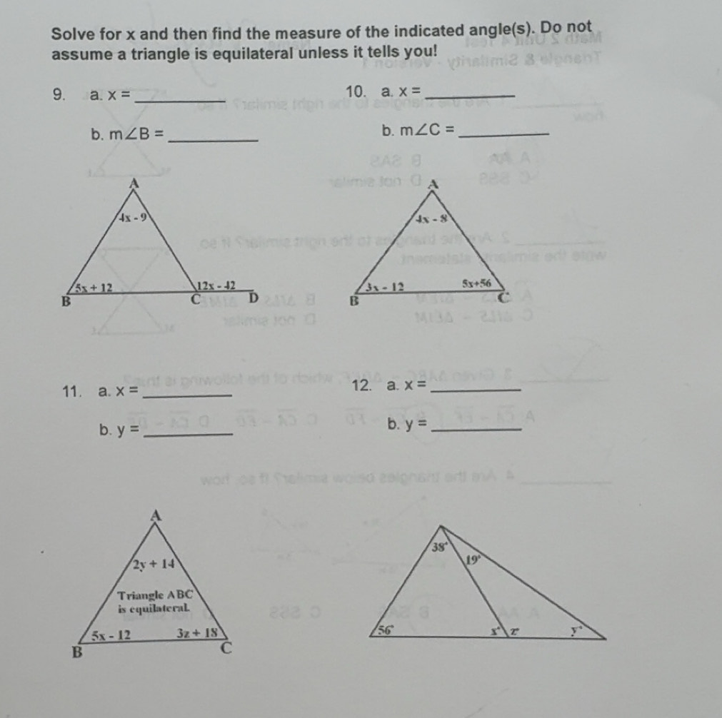 Solved: Solve for x and then find the measure of the indicated angle(s ...