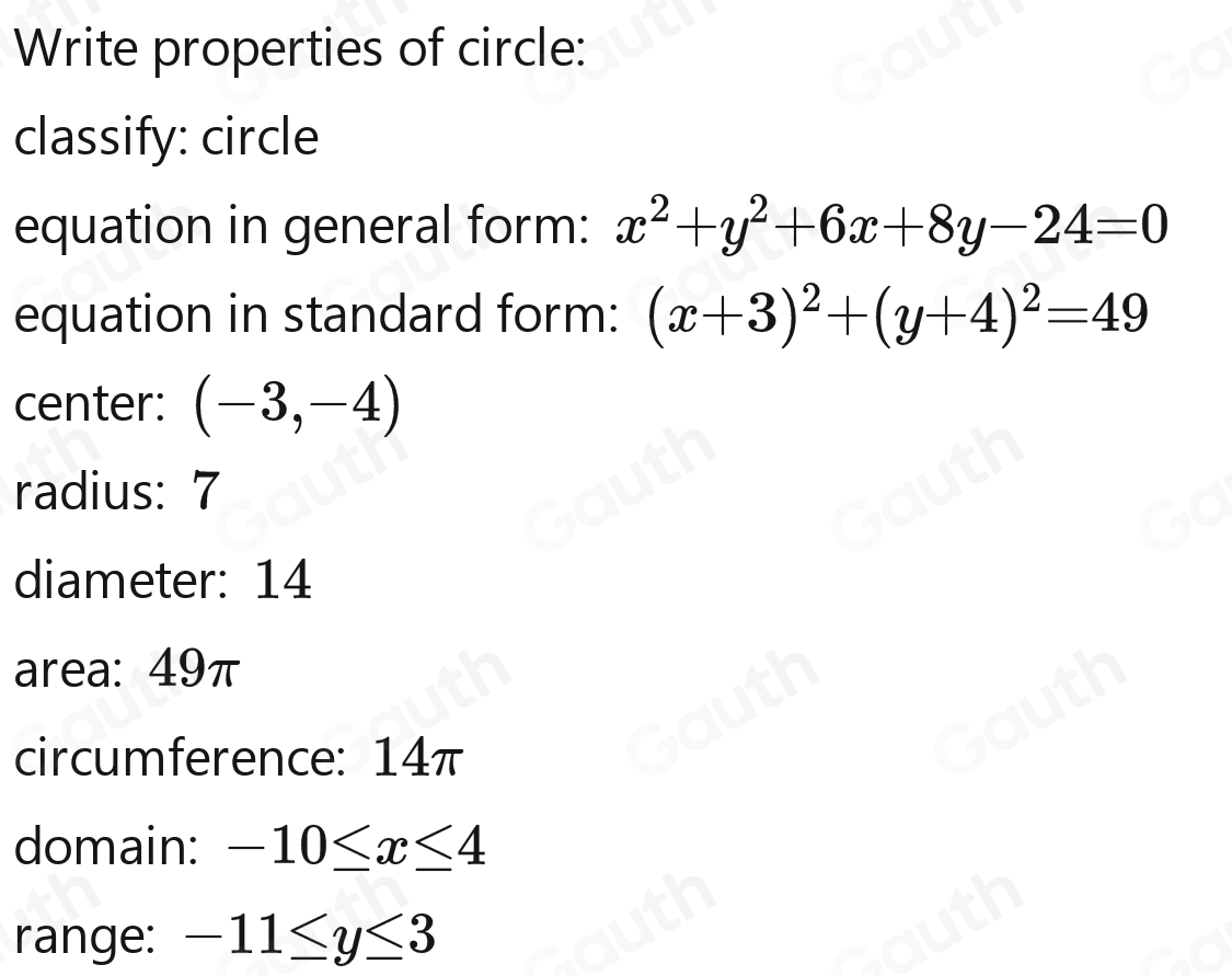 Solved: ACTIVITY 1. 1. - Graph and find the properties of a circle ...