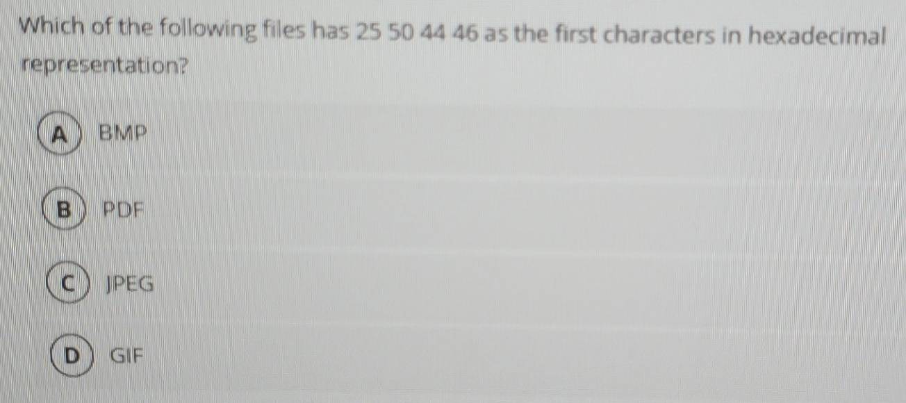 Solved: Which of the following files has 25 50 44 46 as the first ...
