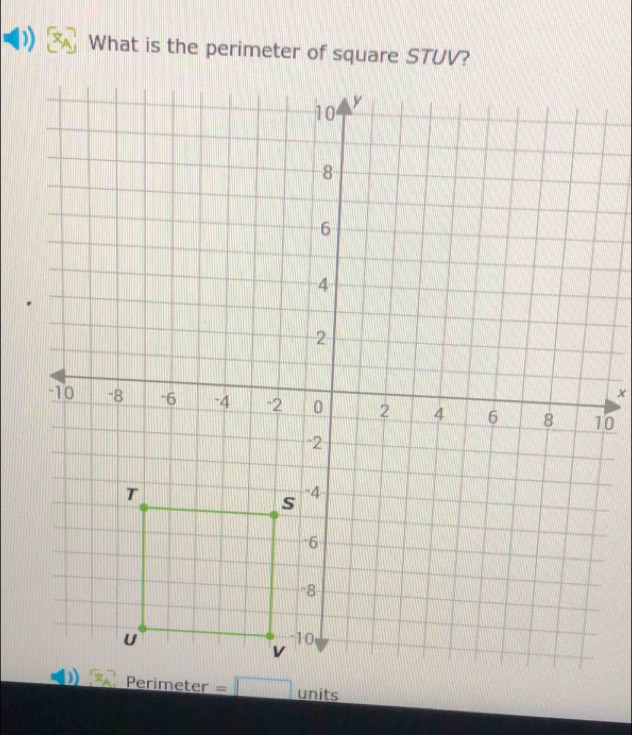 What is the perimeter of square STUV?
*