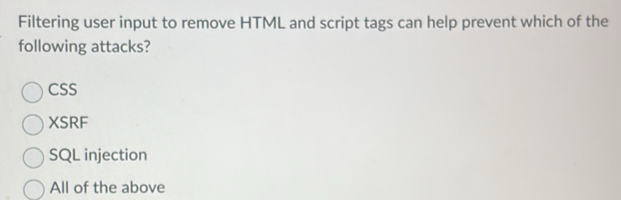 Solved: Filtering user input to remove HTML and script tags can help ...