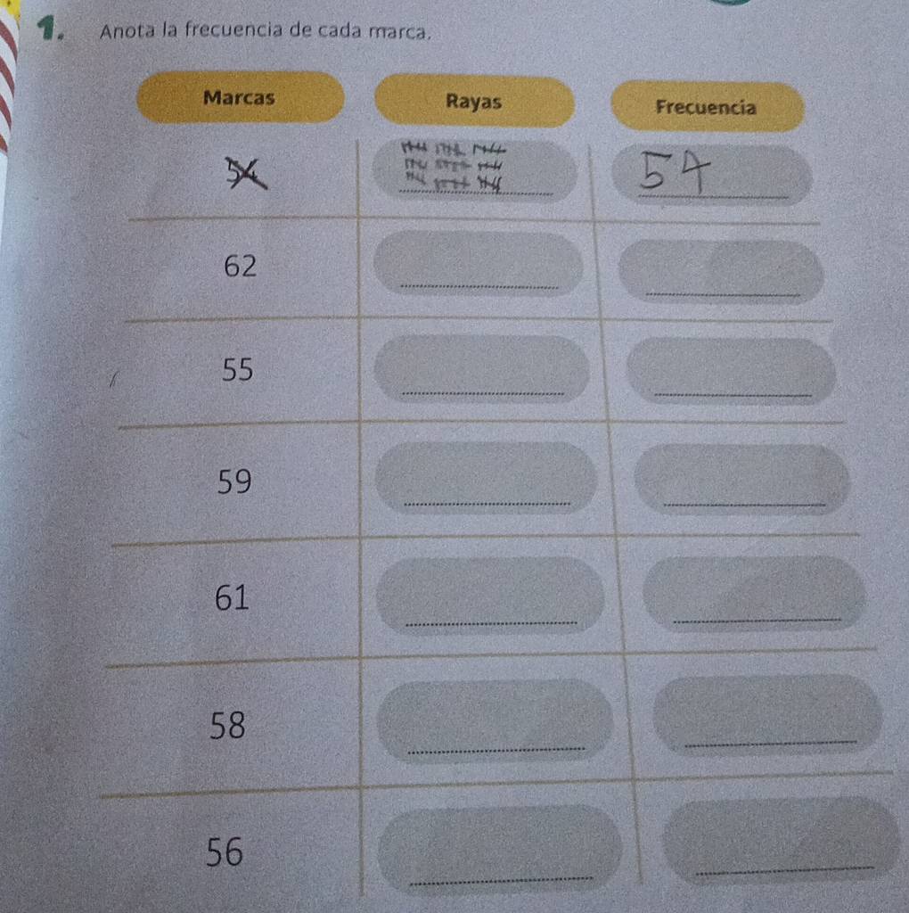 Anota la frecuencia de cada marca. 
_ 
_