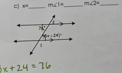 x= _ m∠ 1= _ m∠ 2= _