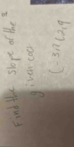 Find the slope of H_(ne)^(_ )
givth cocr
(-3,7,2,9