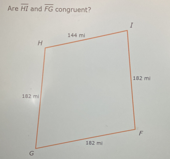 Are overline HI and overline FG congruent?