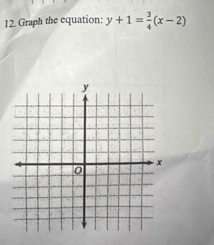 Graph the equation: y+1= 3/4 (x-2)