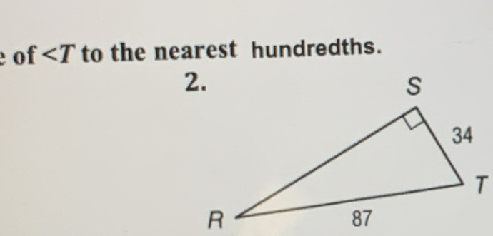 of ∠ T to the nearest hundredths.