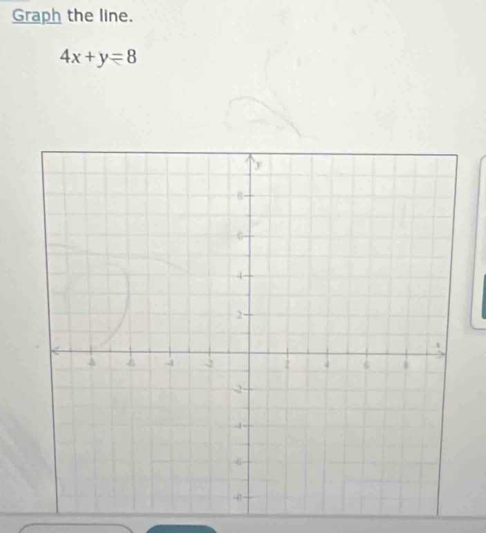 Graph the line.
4x+y=8