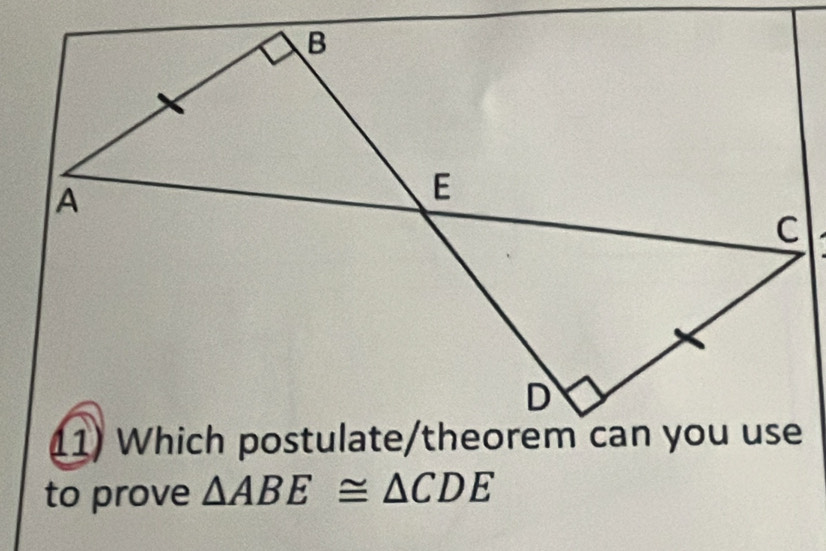 to prove △ ABE≌ △ CDE