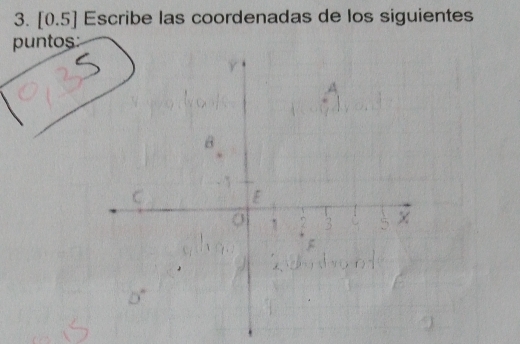 [0.5] Escribe las coordenadas de los siguientes 
puntos: