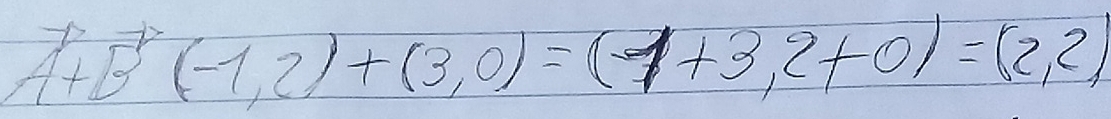 vector A+vector B(-1,2)+(3,0)=(-1+3,2+0)=(2,2)