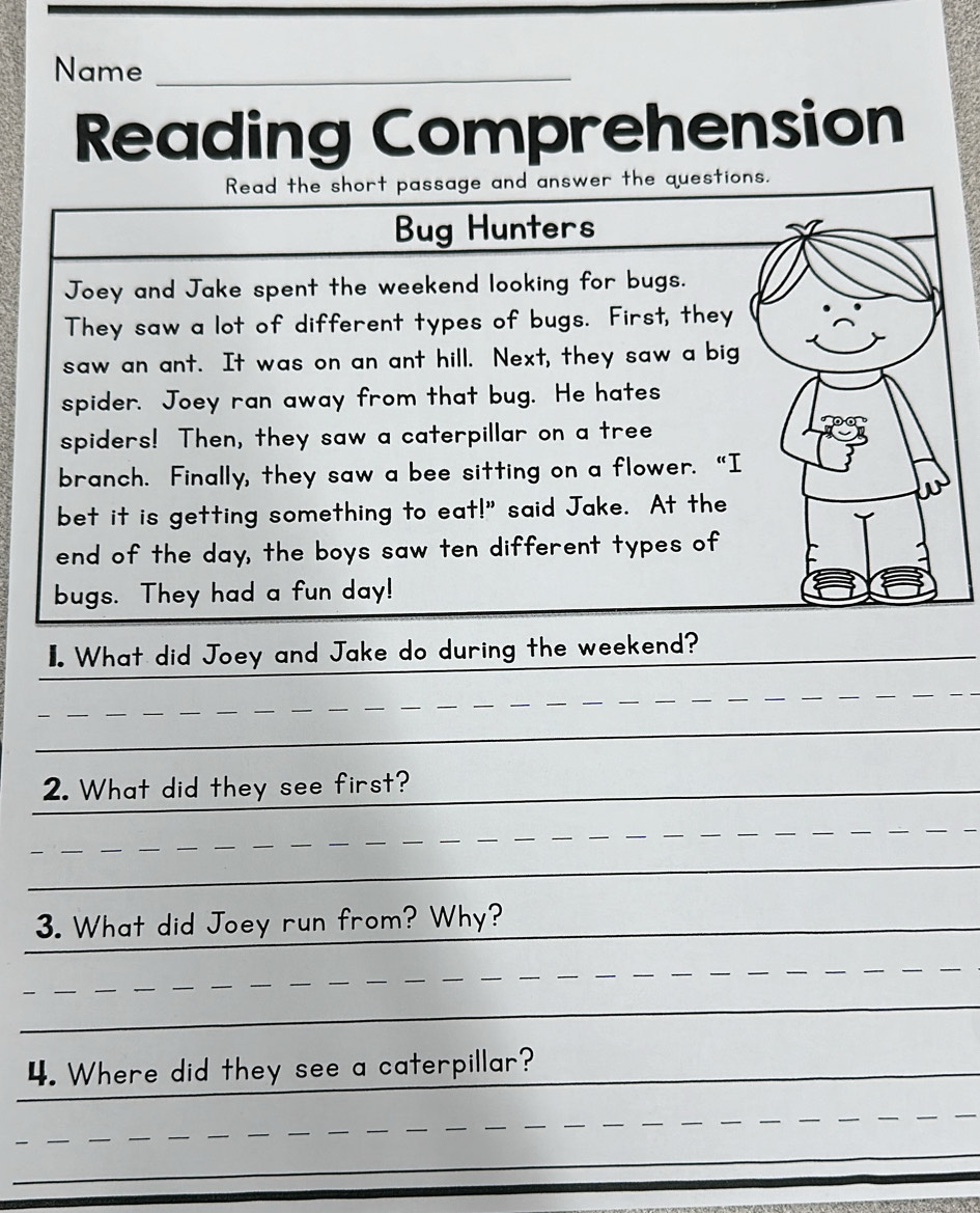 Solved: Name_ Reading Comprehension Read the short passage and answer ...