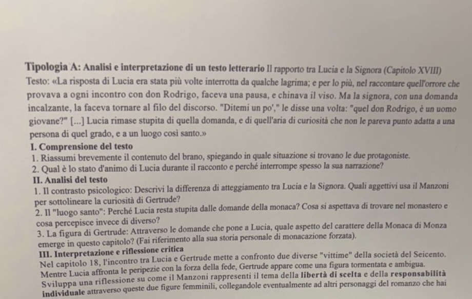 Risolto:Tipologia A: Analisi e interpretazione di un testo letterario ...
