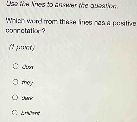 Solved: Use the lines to answer the question. Which word from these ...