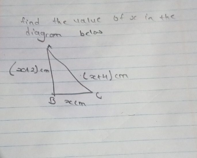 find the value of xc in the
diagram belos