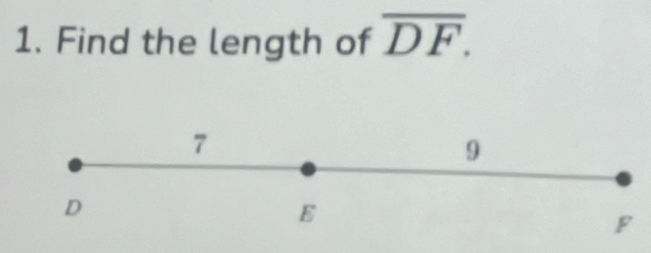 Find the length of overline DF.
F